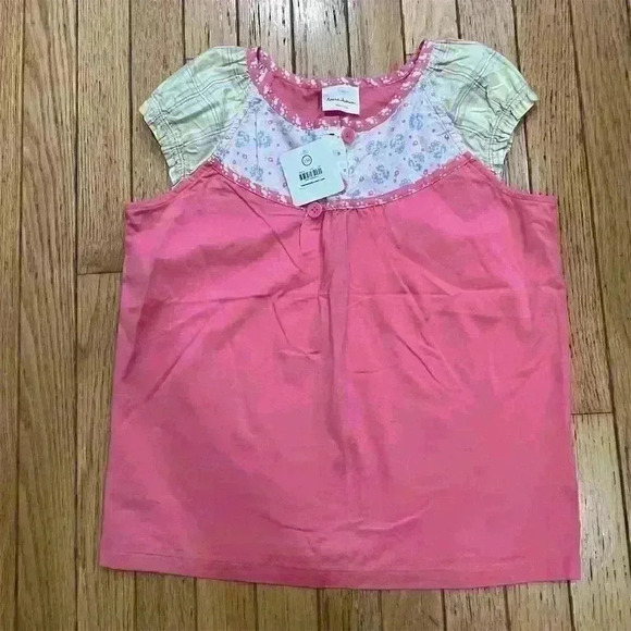 Hanna Andersson Girls' Pink Floral Embroidered Blouse Size 12 - Picture 2 of 8